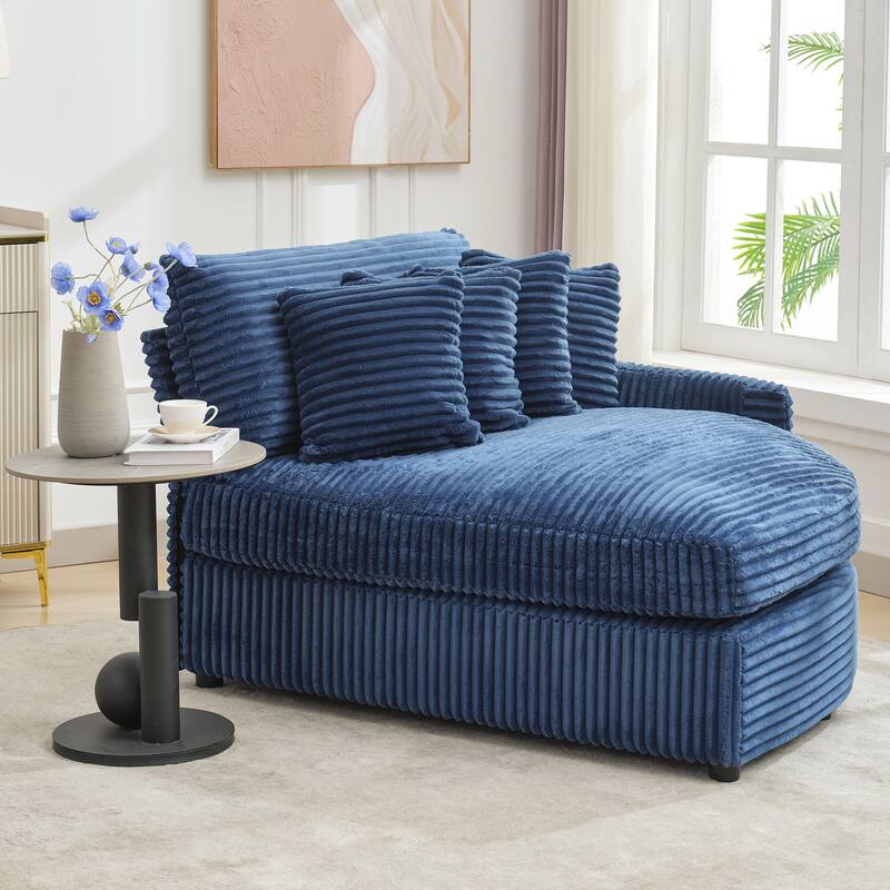 Oversized Fan-shaped Corduroy Couch, 2-piece Sectional Sofa with 4 & 8 Throw Pillows