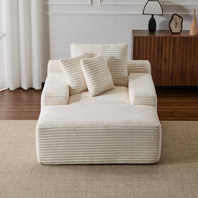 Oversized Chaise Lounge Chair Cozy Cloud Couch,Upholstered Sleeper Sofa Daybed With 3 Throw Pillows And Wide Armrest