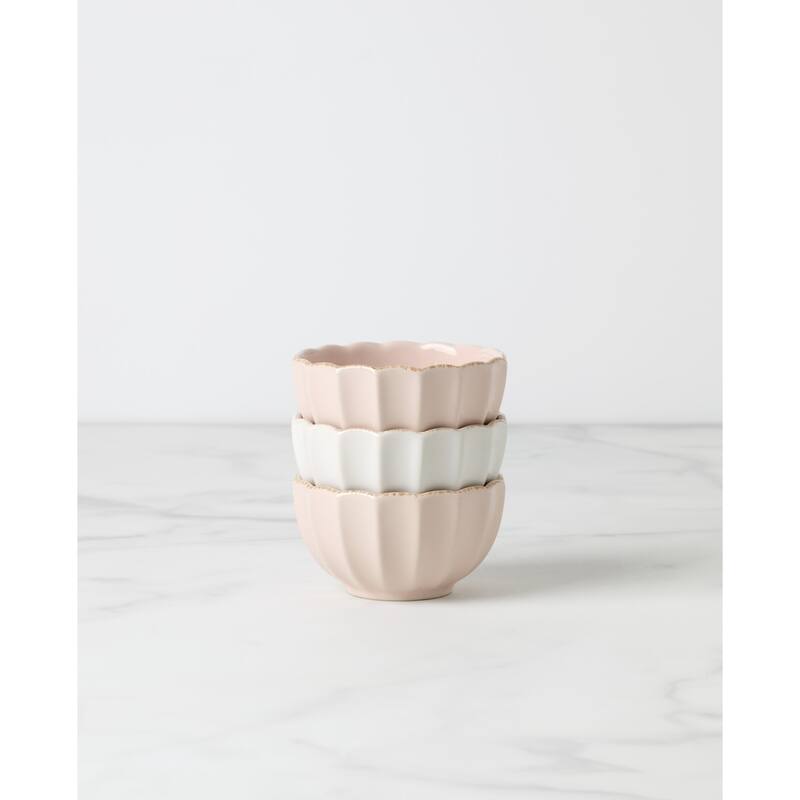 Lenox French Perle Scallop Mini Bowls, Set of 3 - 3.94" Round