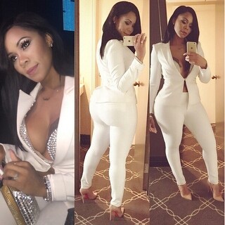 white 2 piece pant suit