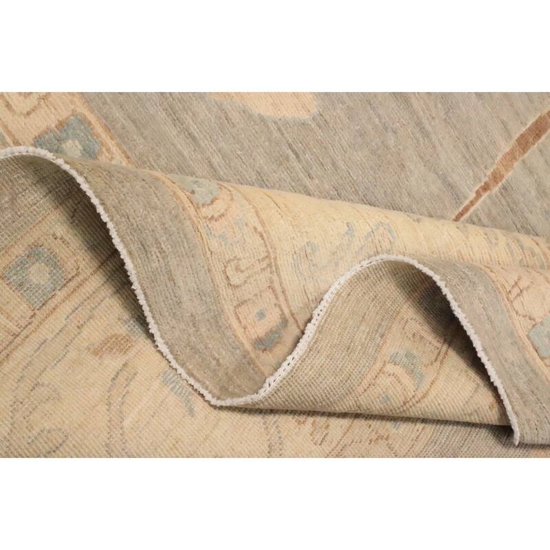 Hand Knotted Oriental 100% Wool Carpet Transitional All-Over Greys & Charcoal Oushak Area Rug - 13' 6'' X 9' 11''