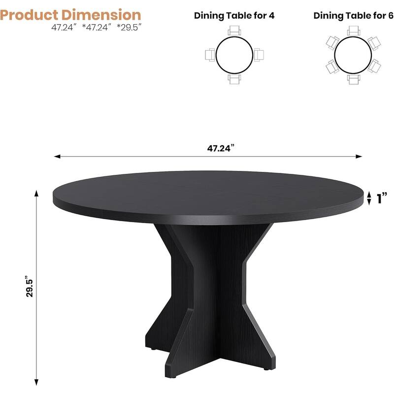 47" Kitchen Round Dining Table for 4-6 People for Living Room, Kitchen, Apartment