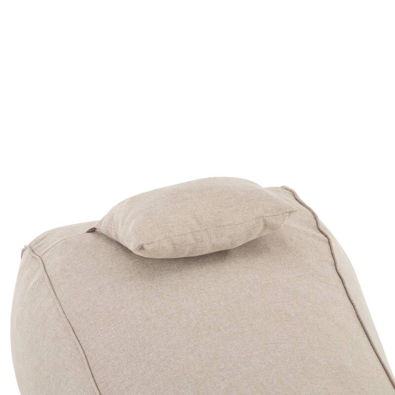 Roomfitters Lemoore Outdoor Bean Bag Lounge Chair with Headrest, Water Resistant, Dark Beige