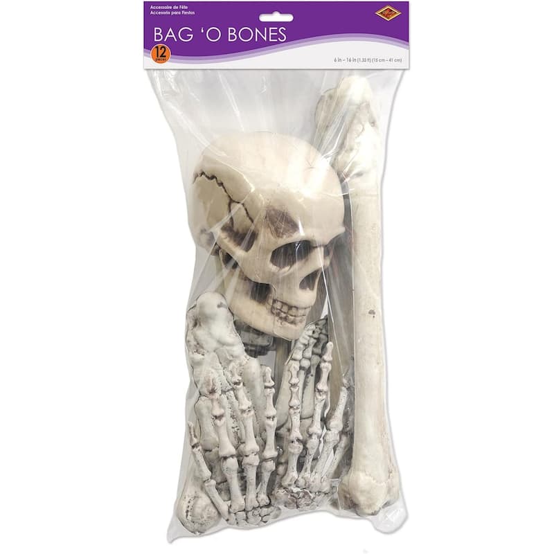 Spooky Skeleton Bag O' Bones Halloween Decorations - Pack of 6