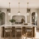 preview thumbnail 3 of 10, Modern Glam 1-Light Brass Clear Ribbed Glass Pendant Light for Kitchen Island - 9"