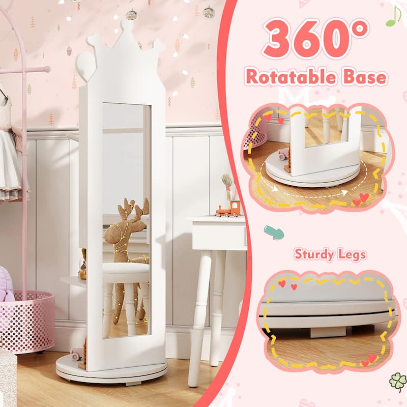 Gymax Kids Jewelry Cabinet Standing Children Jewelry Organizer w/