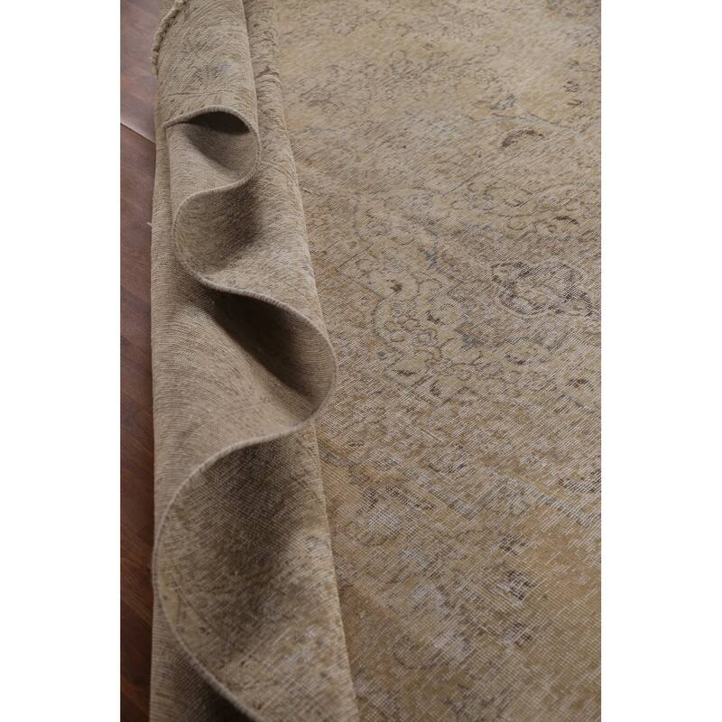 Muted Distressed Tabriz Persian Vintage Rug Hand-knotted Wool Carpet - 9'2"x 12'7"