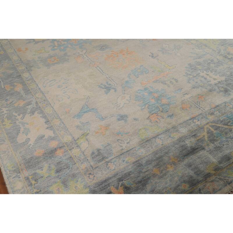 Oriental Beige Oushak Indian Area Rug Hand-Knotted Wool Carpet - 7'10" x 10'2"