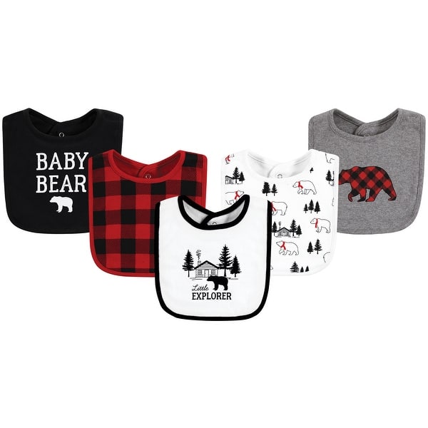 slide 1 of 1, Hudson Baby Infant Boy Cotton Bibs, Buffalo Plaid Bear, One Size - Buffalo Plaid Bear - One Size One Size - Buffalo Plaid Bear