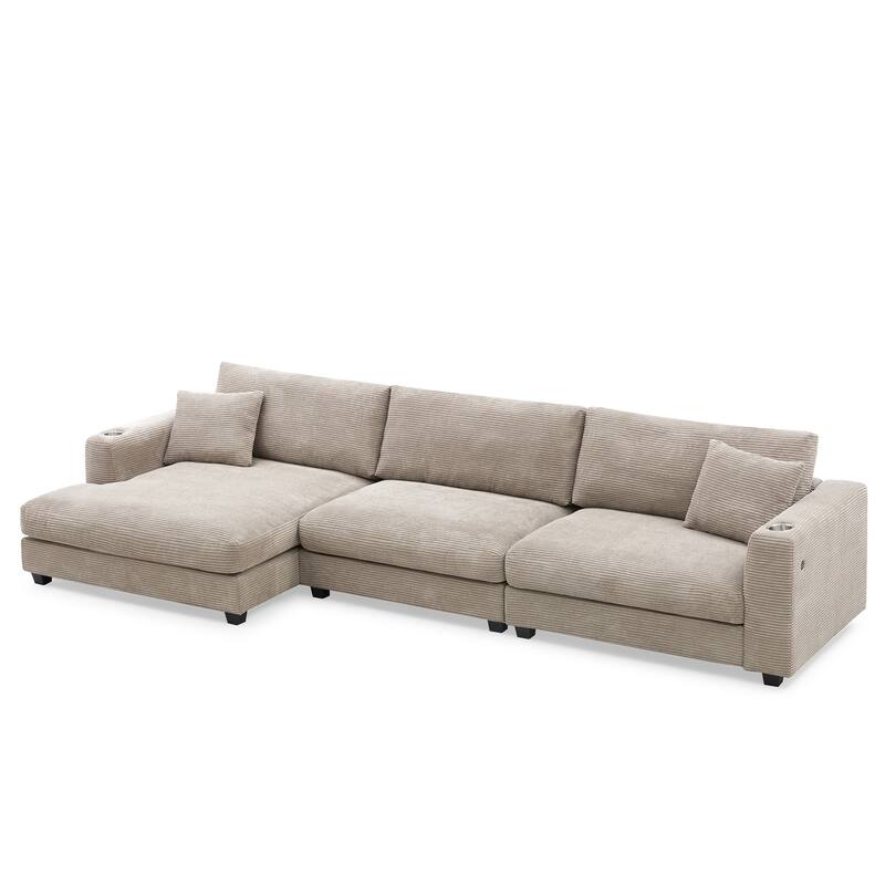 134*54"Oversized Corduroy Sectional Sofa
