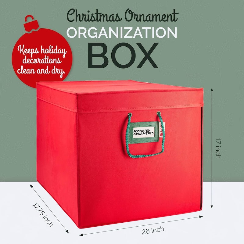 Christmas Ornament Storage Container Box with Dividers - Stores up to 72- 4" Ornaments - 3 Removable Trays with Separators.