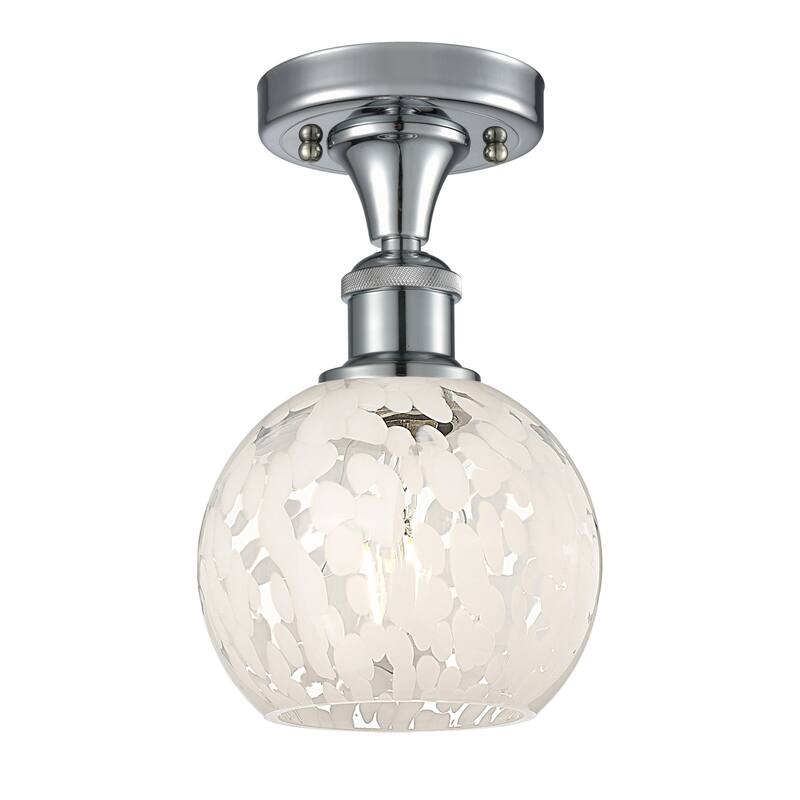 Innovations Lighting 516-1C-10-6 White Mouchette Semi-Flush White - Polished Chrome
