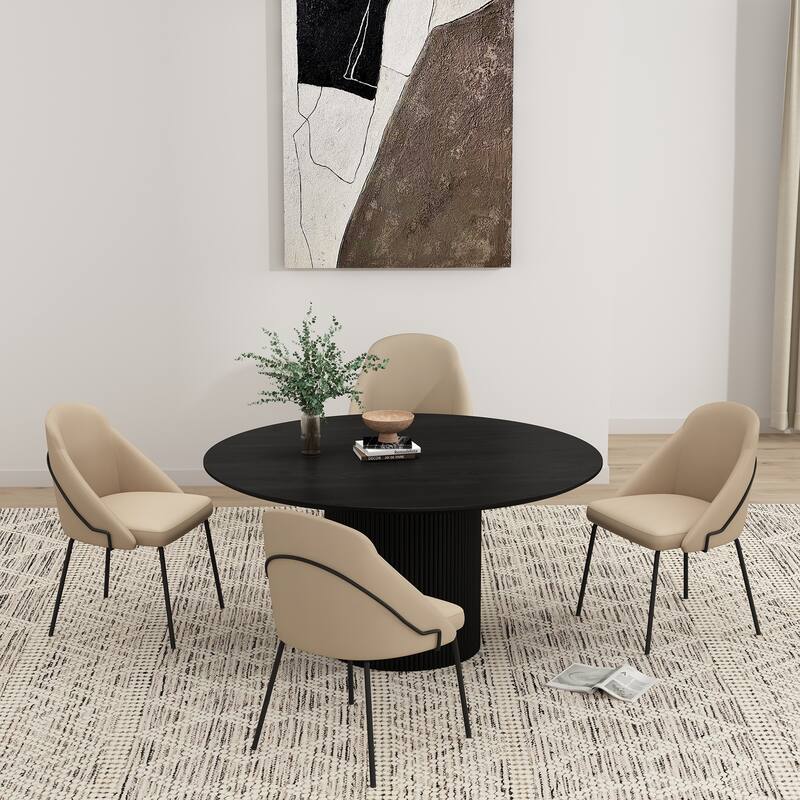 Manhattan Comfort Gracie Leatherette Dining Room Chair - Set of 4 - Tan and Black