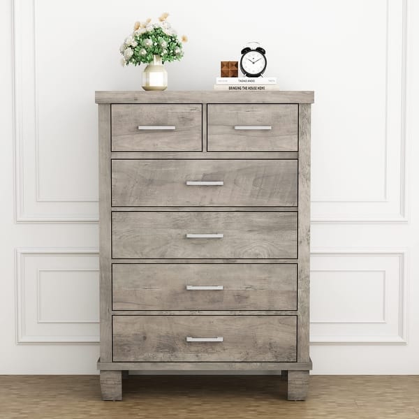 6 drawer grey dresser for bedroom Milsie Wood 33" care design Cora Grey 6-Drawer Dresser Storage