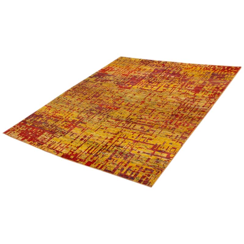 ECARPETGALLERY Hand-knotted Sari Silk Gold Silk Rug - 8'2 x 10'0