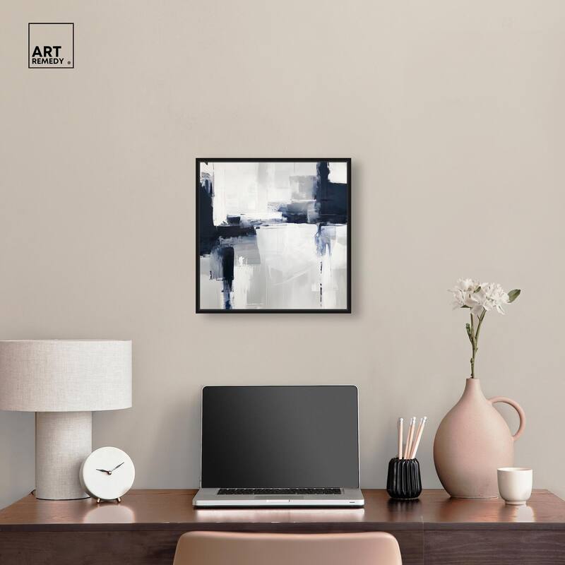 Blue Cascades on Still White Canvas by Art Remedy