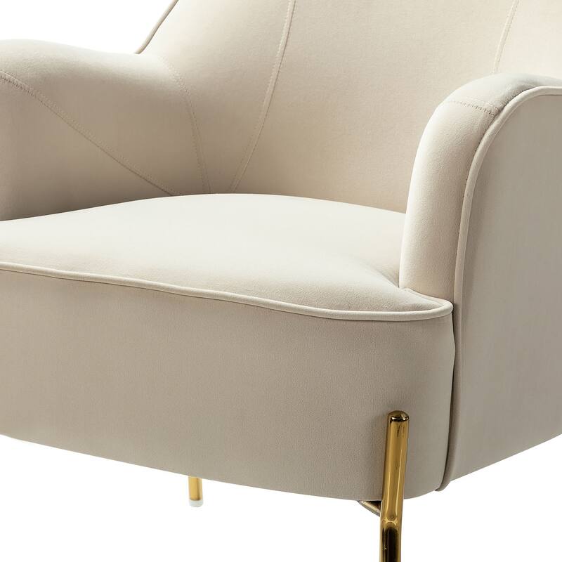 Barbara Modern Velvet Accent Chair for Bedroom with Metal Legs by HULALA HOME