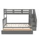 preview thumbnail 16 of 16, Gray Twin-Over-Full Pine Bunk Bed with Staircase and Drawer
