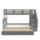 preview thumbnail 28 of 40, Twin-Over-Full Bunk Bed Storage Bed Frame with Stairway, Drawer, Storage and Guard Rail for Bedroom, Dorm, for Adults