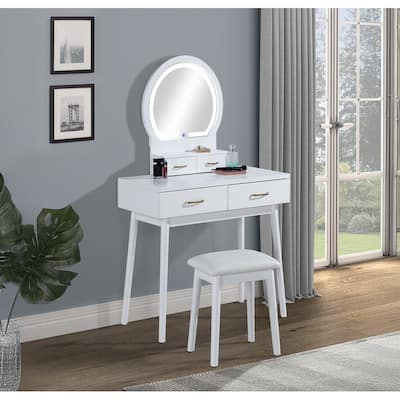 Vanity Dresser with Mirror and Stool Set Storage Drawers Luxury Furniture