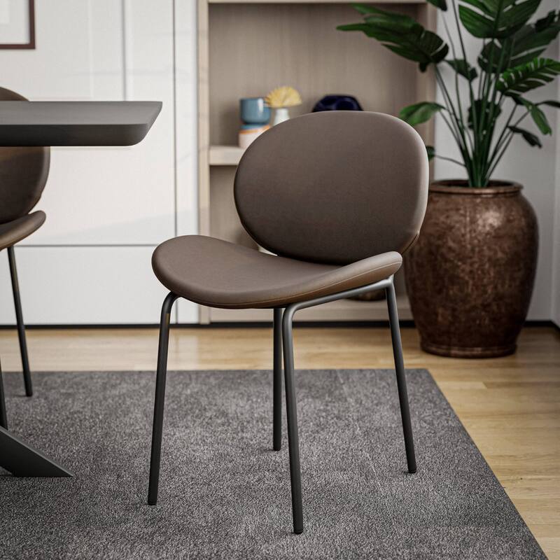 Leather Dining Side Chair with Powder-Coated Iron Legs Servos Series
