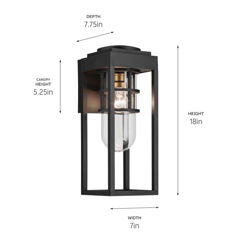 Kichler Lighting Hone 18 in. 1-Light Textured Black Outdoor Wall Sconce