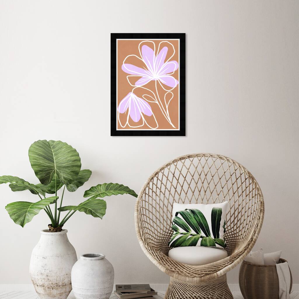 Wynwood Studio Prints Floral and Botanical Una Flor II Brown and Light Brown Modern & Contemporary Wall Art Canvas Print