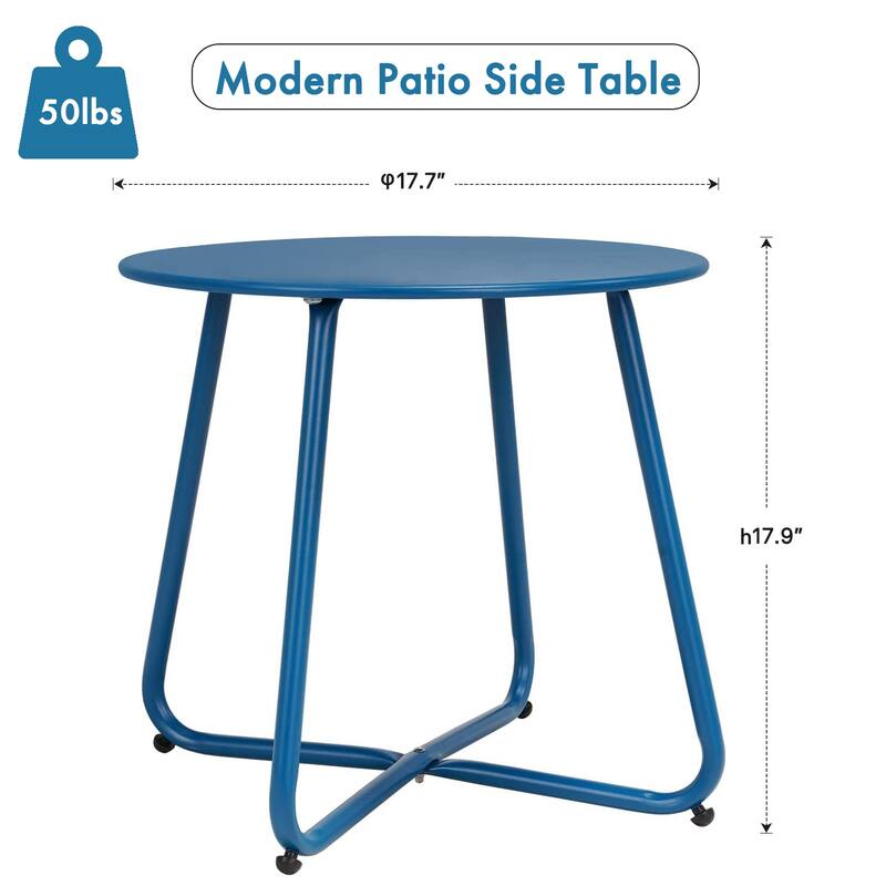 Patio Side Tables for Outside, Small End Table Accent Table Metal Round for Deck Garden Porch Balcony Yard Lawn