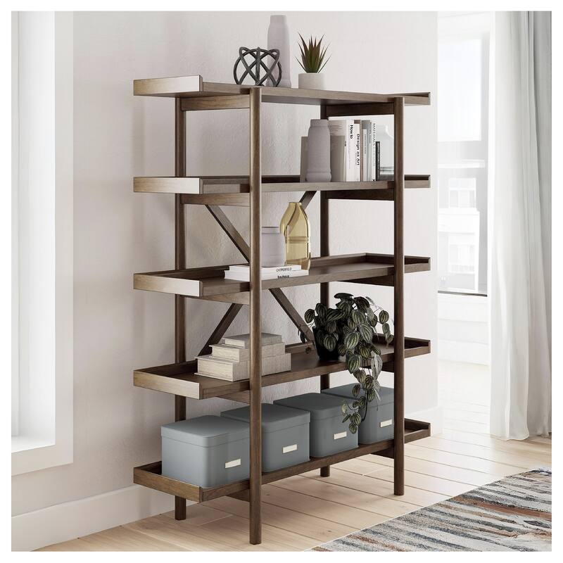 Signature Design by Ashley Lyncott Brown 70" Bookcase - 56"W x 19"D x 70"H