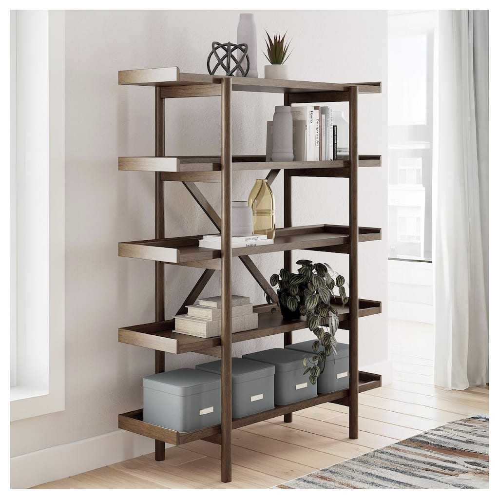 Signature Design by Ashley Lyncott Brown 70" Bookcase - 56"W x 19"D x 70"H
