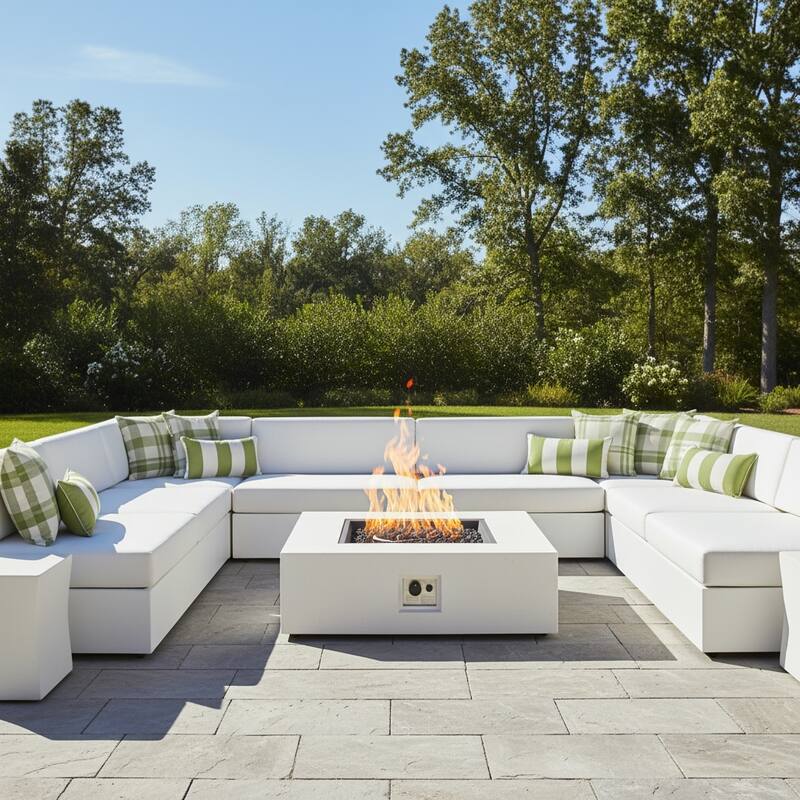 Aidan Outdoor 50,000 BTU Lightweight Concrete Square Fire Pit (No Tank Holder) by Christopher Knight Home