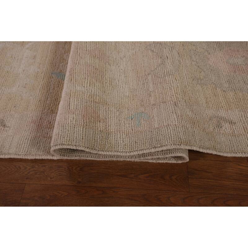 Vegetable Dye Oushak Area Rug Handmade Floral Wool Carpet - 9'2" x 12'2"