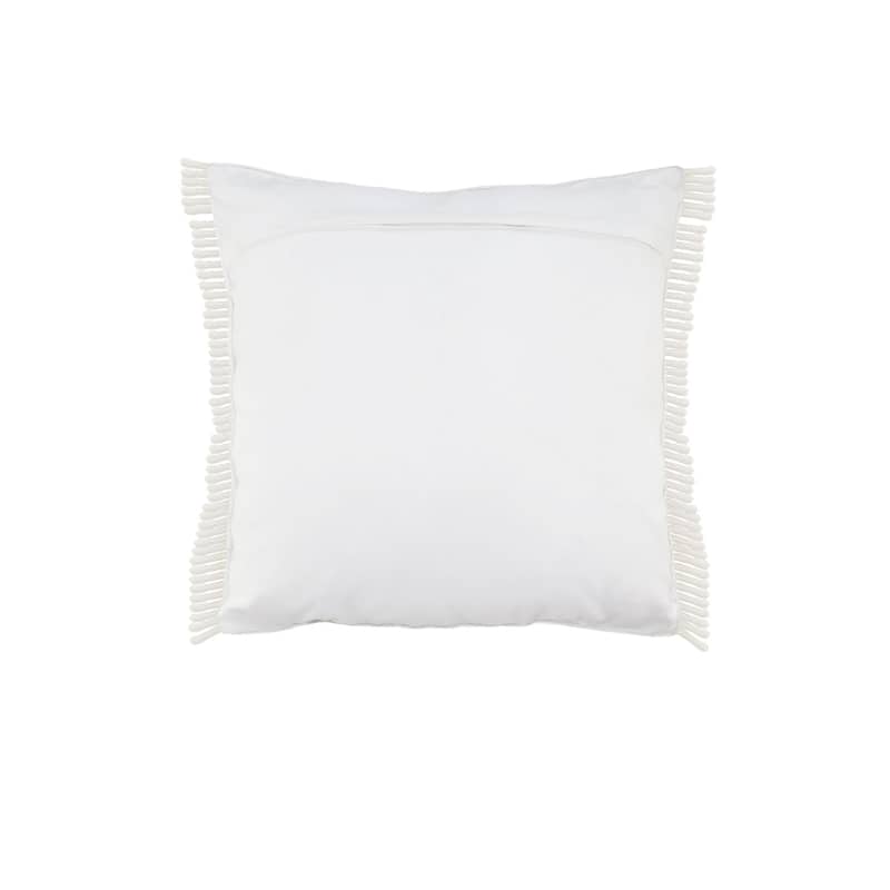 24" White Macrame Outdoor Square Throw Pillow