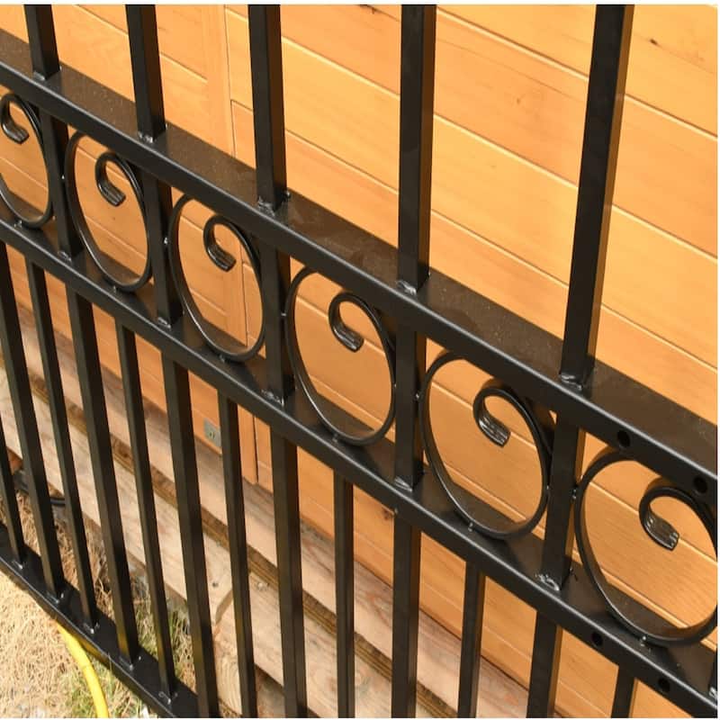 ALEKO London Style Slide Single Steel Driveway Gate 18 ft with Pedestrian Gate