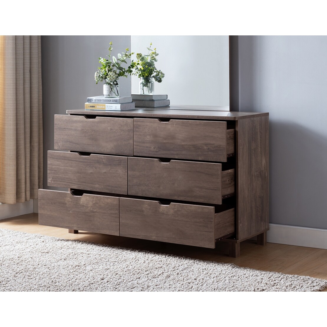 metal 6 drawer dresser Seafuloy Black 6 Drawer 47.3 in. Metal Chest of Drawers, Storage Cabinet for Bedroom, Closet, Hallway, Entryway