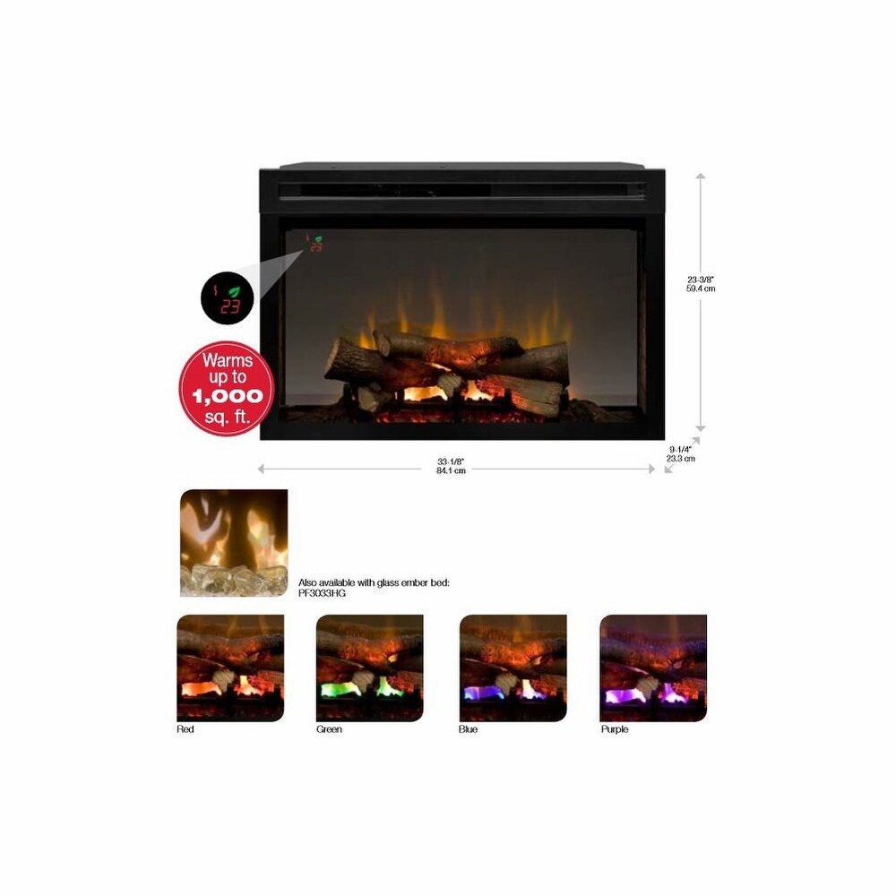 Dimplex PF3033HL 33 Multi-Fire XD Electric Firebox with Hanging Glass and  Logset - Bed Bath u0026 Beyond - 14683817
