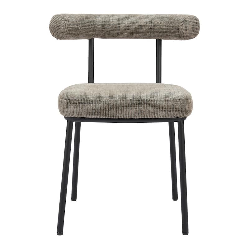 HomeRoots Set of Two Green and Black Upholstered Chenille Open Back Dining Side Chairs - 23' X '29.9' X '23