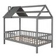 preview thumbnail 6 of 21, Twin Playhouse Bed with Semi-Enclosed Design & Rails