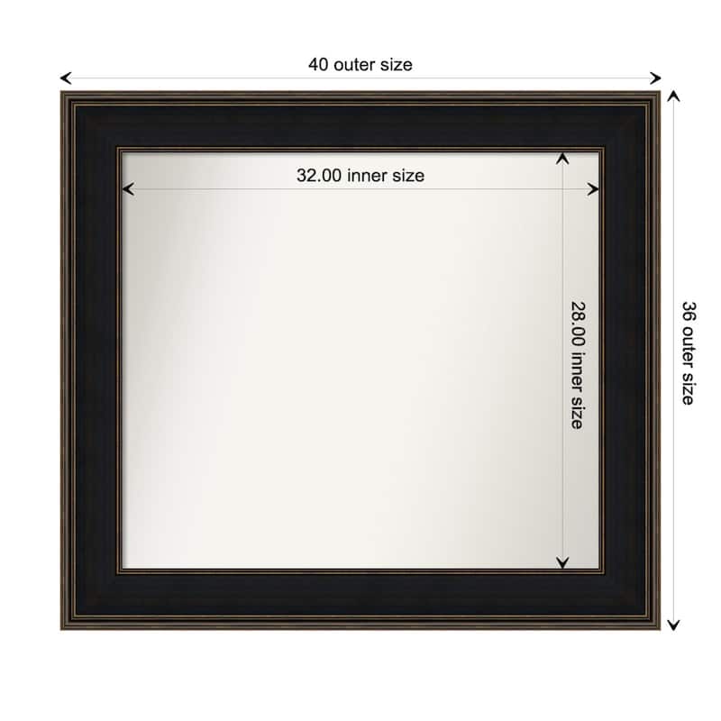 Mezzanine Espresso Framed Non-Beveled Custom Wall Mirror, Bathroom Vanity Mirror - Outer Size: 39.75 x 35.75