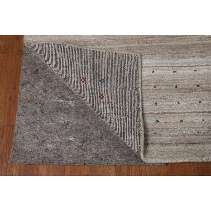 Striped Wool Gabbeh Indian Area Rug 9x12 - 9' x 12'