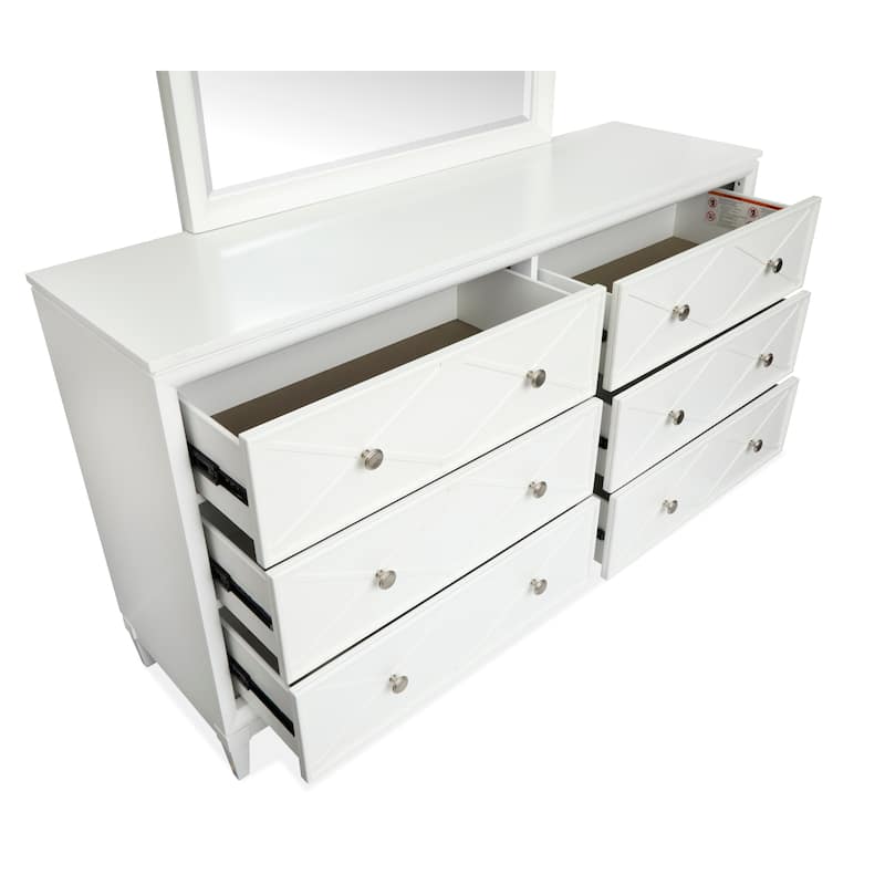 Magnussen Home Springhouse Whisper White Double Drawer Dresser with Landscape Mirror