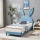 preview thumbnail 21 of 31, VECELO Wooden Cute Rabbit Twin Bed Frame with Upholstered Headboard, Kids Bed Frame Set of 2
