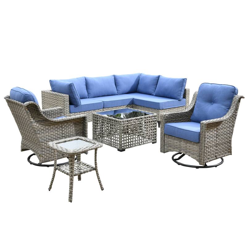 XIZZI 8-piece Rattan Wicker Outdoor Patio Furniture Set with Swivel Chair
