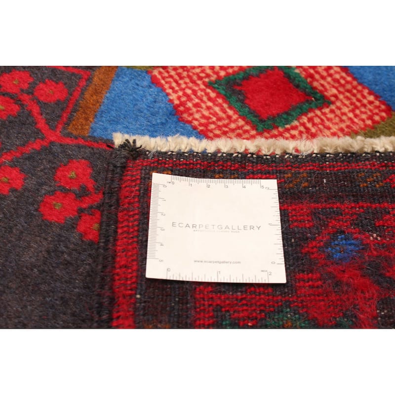 ECARPETGALLERY Hand-knotted Baluch Red Wool Rug - 3'4 x 9'2