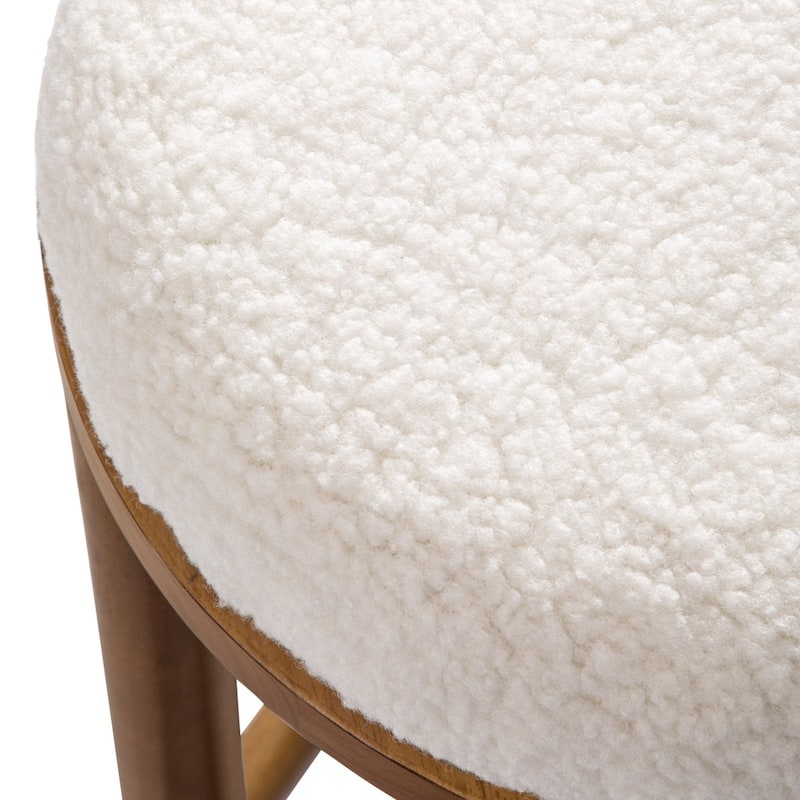 Maven Lane Clara Kitchen Stool In Aged Natural with Boucle Fabric