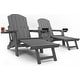 preview thumbnail 36 of 52, WINSOON Set of 2 HIPS Folding Adirondack Chair with Adjustable Backrest and Retractable Ottoman