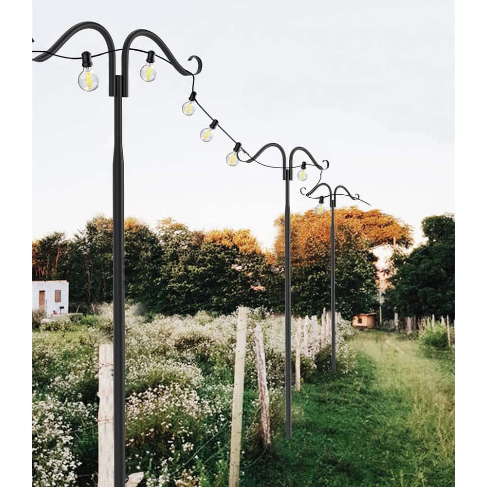 2X Double Shepherds Hooks Outdoor Heavy Duty for Hanging Bird Feeder - 107"