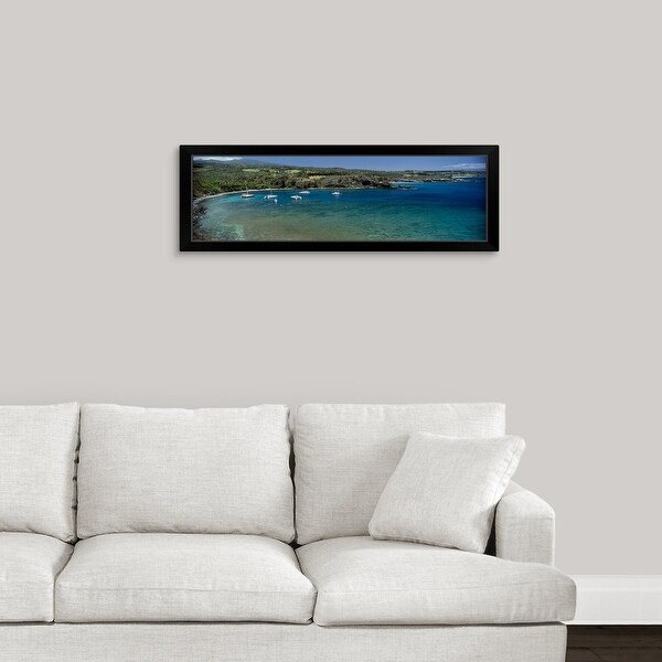 "Sailboats in the bay Honolua Bay Maui Hawaii" Black Framed Print