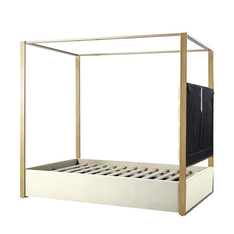 Milton Contemporary Upholstered King Size Canopy Bed by HULALA HOME