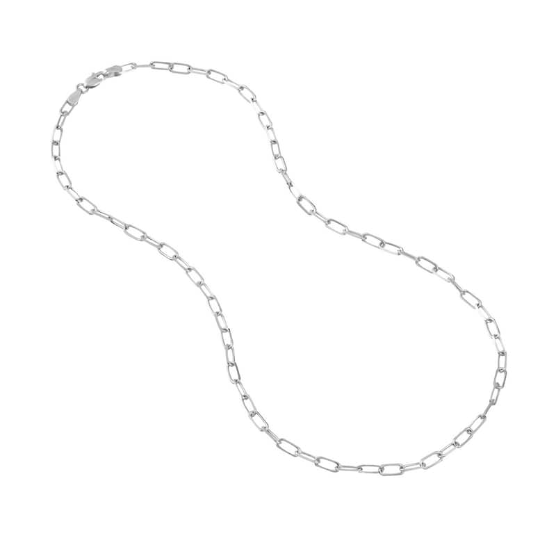 Curata 925 Sterling Silver Rhodium 3.1mm Diamond Cut Paper Clip Chain Necklace (Lobster)